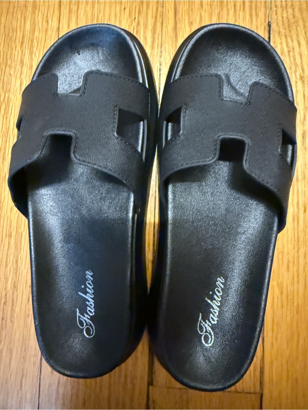 Black leather slide sandals Classic slides with a unique design